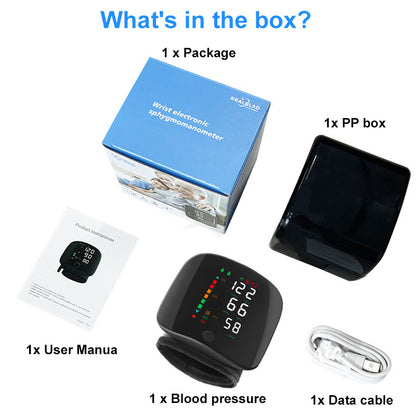 Wrist Blood Pressure Monitor with Voice Broadcast – LCD Display, Irregular Heartbeat Alarm, 2-User 198 Memory, USB Rechargeable, Home BP Monitor Gift Canada
