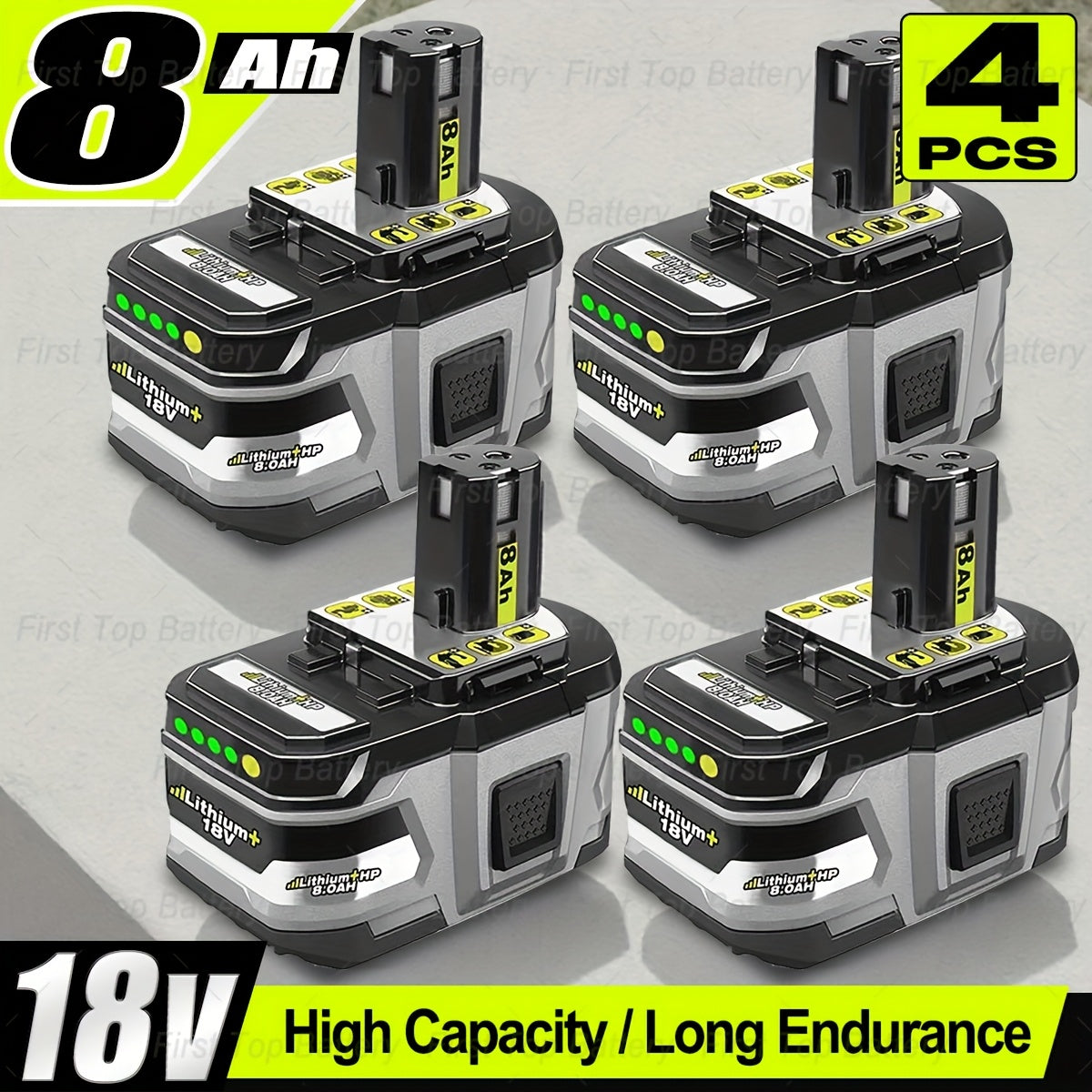 8Ah 18V Lithium Ion Battery Compatible with Ryobi 18V ONE+, Replacement for P108 P102 P103 P104 P105 P107 P109 P122, Rechargeable Cordless Tool Battery with Charge Indicator & Overload Protection