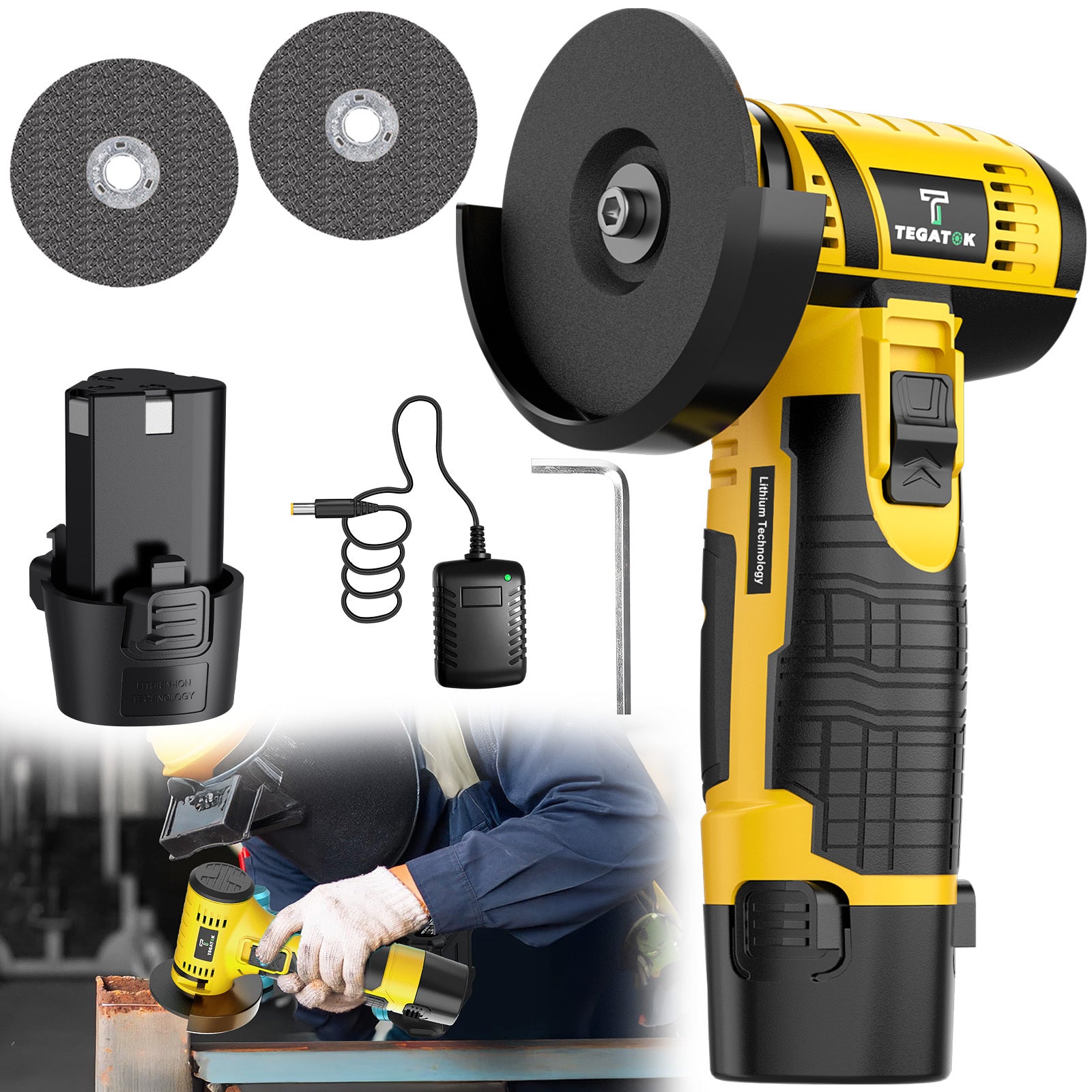 Mini Cordless Angle Grinder & Sander 2-in-1 Combo Kit with Batteries & Grinding Wheels – Portable Electric Power Tool for Grinding Polishing Sharpening Metal Stone Wood