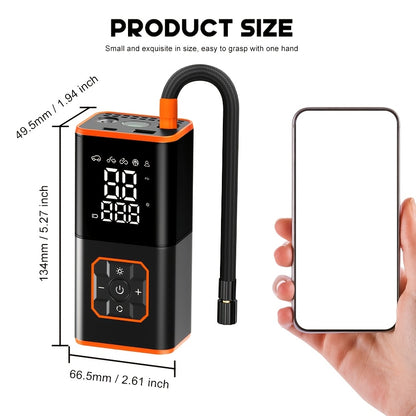 Cordless Digital Air Pump Portable Tire Inflator, One-Button Auto Inflate & Deflate for Car Tires Basketballs Swimming Rings, Fast Charging Wireless Air Compressor with LED Display