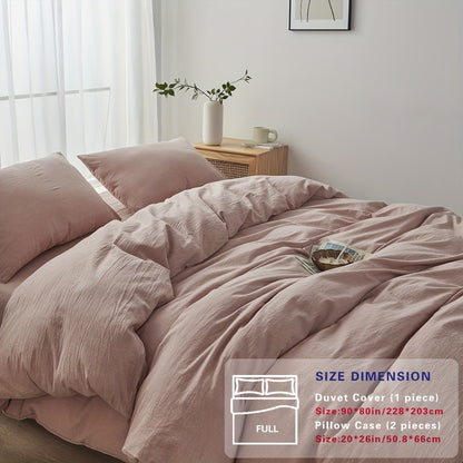 100% Washed Cotton Duvet Cover Set – Breathable, Durable & Ultra-Soft Comfy Bedding Set for All Seasons, Multiple Sizes & Colours