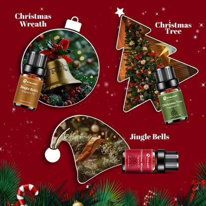 Christmas Fragrance Oils Gift Set – 6 Holiday Scented Oils for Diffuser & Candle Making, Jingle Bells, Christmas Wreath, Christmas Tree, Chocolate Orange, Apple Pie & Gingerbread, Festive Home Fragrance Gift | ShopVora CA