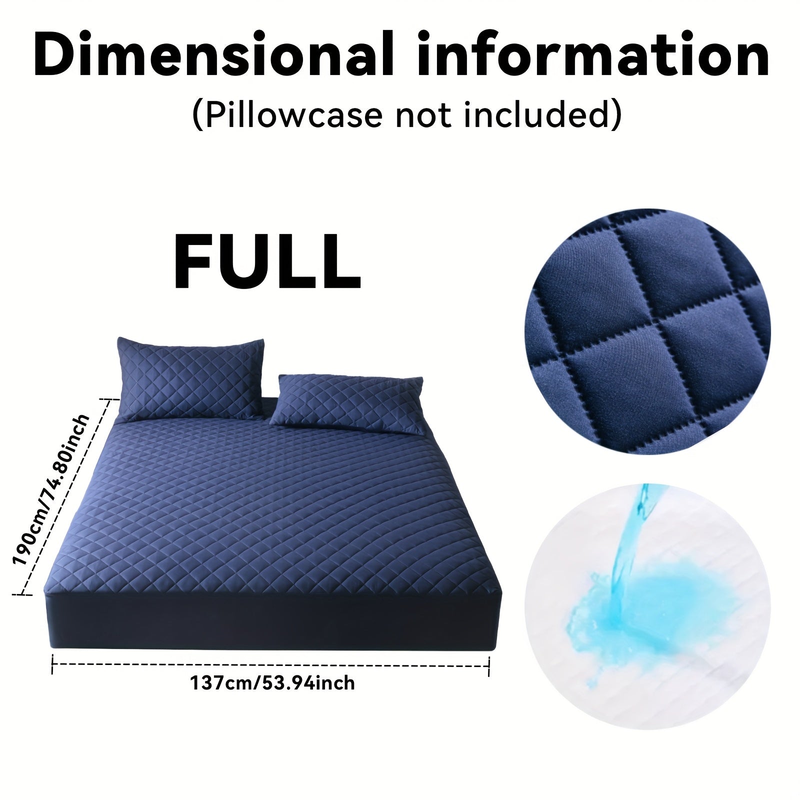 Thickened Waterproof Mattress Protector Soft Comfortable Fitted Bed Cover, Layered Insert Mattress Pad for Bedroom Guest Room Hotel, Twin Full Queen King Size, Blue Green Grey Black