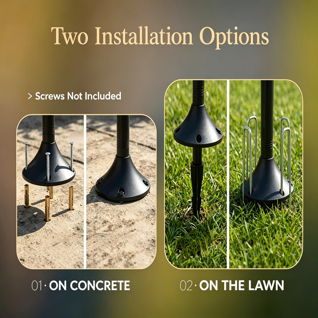 2-Pack Outdoor Solar Lamp Post Lights, Aluminum Solar Floor Lamps for Garden, Yard, Pathway, Warm White Front/Back Door Lighting