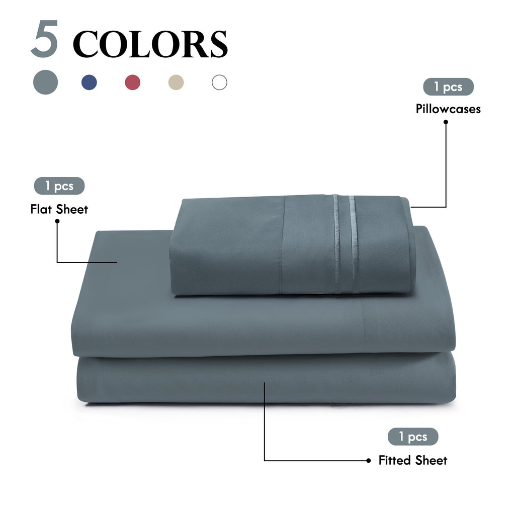 3/4pcs 14 Inch Deep Pocket Sheet Set – Lightweight, Breathable and Cooling – Wrinkle and Fade Resistant, Hotel Luxury–Ideal for Home, Dorms and Cool Summer Nights – Great Fall Winter Gift – Pillowcase, Flat Sheet, Fitted Sheet, Twin Full Queen King