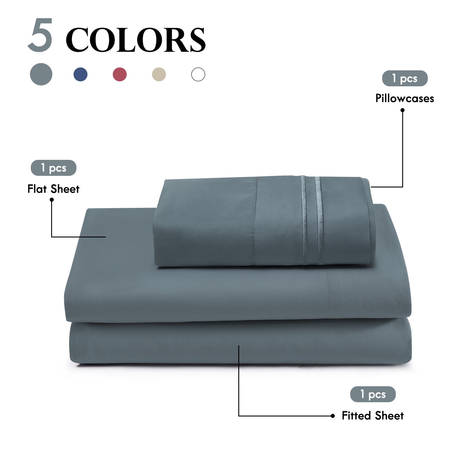 3/4pcs 14 Inch Deep Pocket Sheet Set – Lightweight, Breathable and Cooling – Wrinkle and Fade Resistant, Hotel Luxury–Ideal for Home, Dorms and Cool Summer Nights – Great Fall Winter Gift – Pillowcase, Flat Sheet, Fitted Sheet, Twin Full Queen King