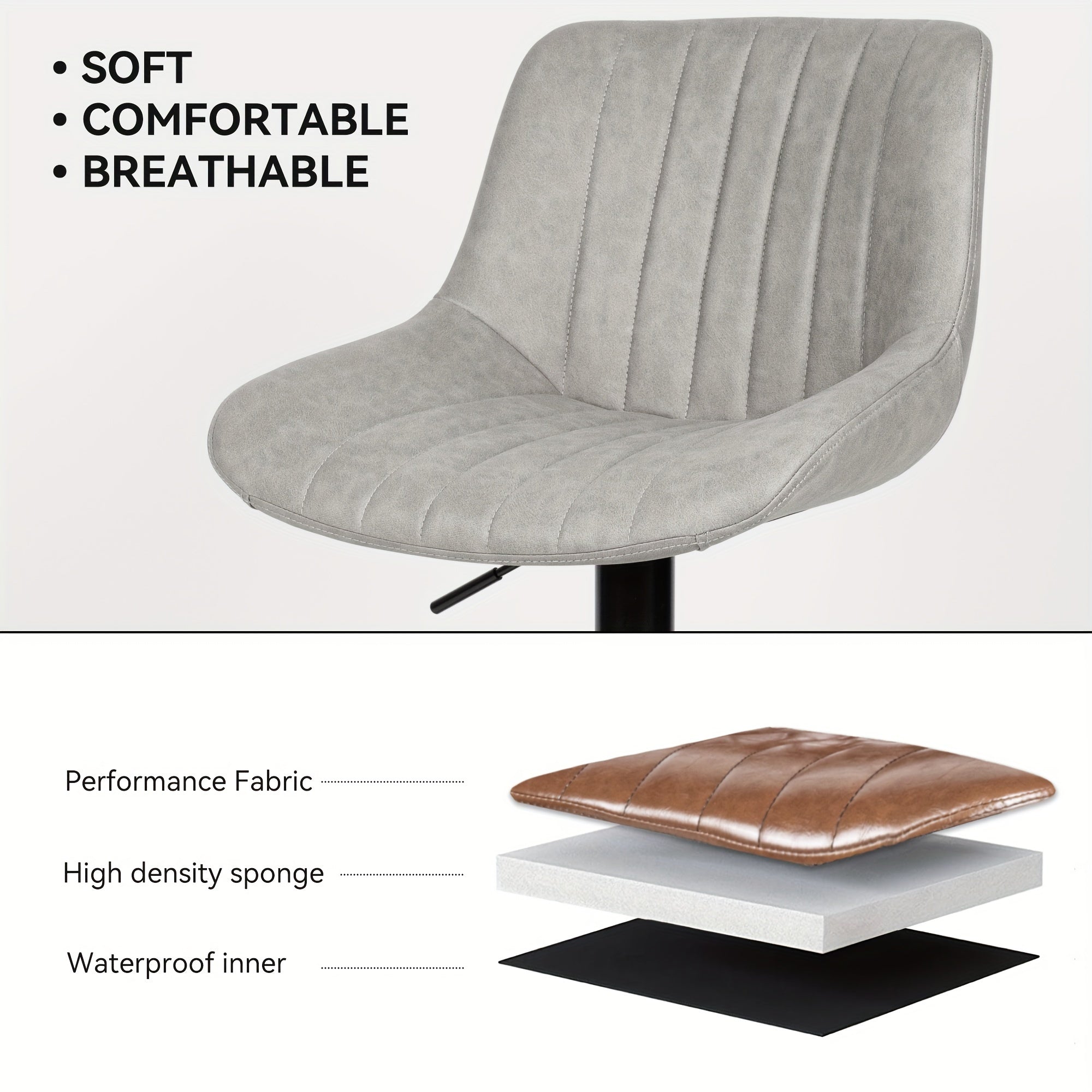 Transform Your Home Kitchen with Nalupatio'S Stylish 2pcs Adjustable Counter Height Swivel Bar Stools: Modern Design, Ergonomic Backs, High-Performance Fabric Seats - Perfect Island Chairs for Everyday Comfort