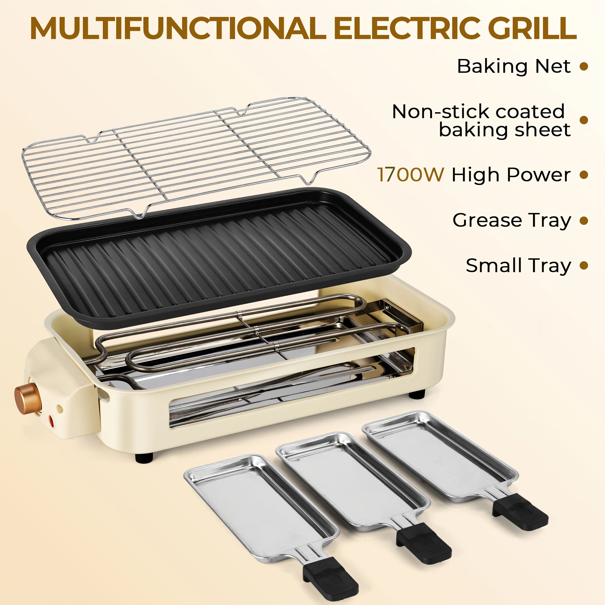 Smokeless Electric Grill, Indoor Grill with Removable Non-Stick Plate, Indoor Grill, Kitchen Must Haves, 1800W, Portable BBQ Grill, Electric Griddle, Dishwasher Safe, Hot Pot, Best Quality Items, Cooking, Gifts, Gift Ideas, Perfect Gift for Christmas