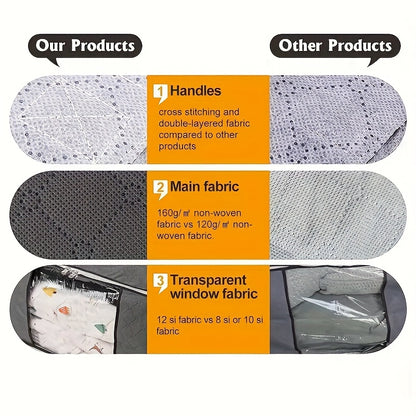 Large Storage Bags for Bedding Blankets & Pillows 2/4/6pcs with Zipper Lid – Extra Large Polypropylene Clothes Organizer Bags with Reinforced Handles, No Vacuum Needed | Grey | ShopVora CA
