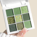 Avocado Green 9 Color Eyeshadow Palette - Features Bright Matte And Shimmery Finishes, Highly Pigmented Glitter Eye Makeup Palette, Water-Resistant, Long-Lasting, Makeup, Ideal for Music Festivals, Parties, And Everyday Use