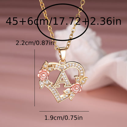 S925 Sterling Silver Heart Pendant Initial Letter Necklace for Women – Moissanite Sparkling, Personalized A-Z Name Jewelry, Birthday & Holiday Gift