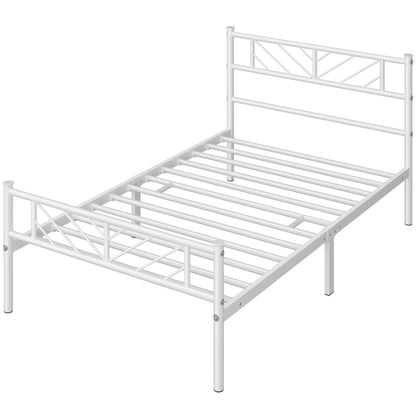 Metal Platform Bed Frame Twin Full Queen with Arrow Headboard Footboard No Box Spring Needed Underbed Storage - ALDEN DESIGN Minimalist Bed, White Black, Canada