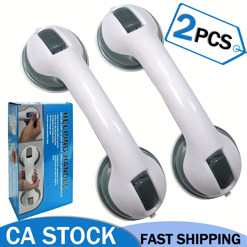 Bathroom Safety Grab Bar Set 2pcs – Non-Slip Suction Cup Handle, Durable Plastic, for Seniors & Individuals with Disabilities, Works on Glass, Tile & Marble | ShopVora CA