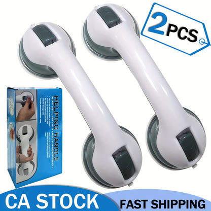 Bathroom Safety Grab Bar Set 2pcs – Non-Slip Suction Cup Handle, Durable Plastic, for Seniors & Individuals with Disabilities, Works on Glass, Tile & Marble | ShopVora CA