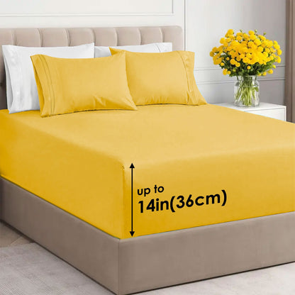 14-Inch Deep Pocket Bed Sheet Set – Lightweight Breathable Cooling, Wrinkle & Fade Resistant, Hotel Luxury Bedding, 3/4-Piece with Pillowcase, Flat & Fitted Sheet, Twin Full Queen King | ShopVora CA