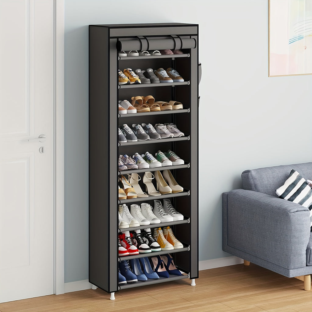 3/9 Tier Shoe Rack Organizer, Portable Shoe Shelf with Nonwoven Fabric Cover for Closet Hallway, Bedroom, Entryway