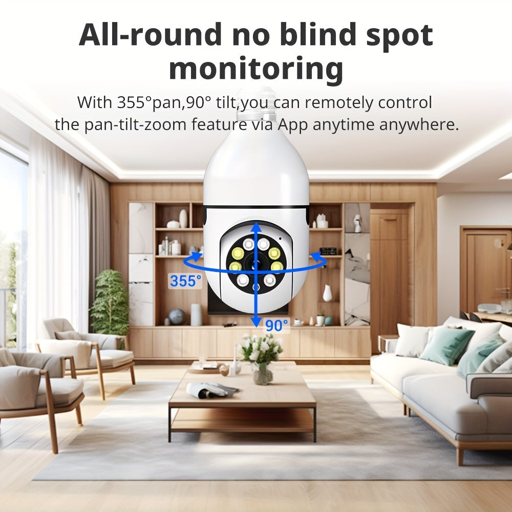 Light Bulb Security Camera 1296P 360° 2-Pack, E27 WiFi 5GHz Indoor Outdoor Surveillance Camera, Full Colour Night Vision, Motion Detection, APP Control – Wireless Home Security Cam for Canadian Homes