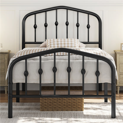 Metal Platform Bed Frame with Arched Headboard Footboard Queen Full Twin No Box Spring 800 lb Capacity Underbed Storage - ALDEN DESIGN Modern Bed, Black White, Canada