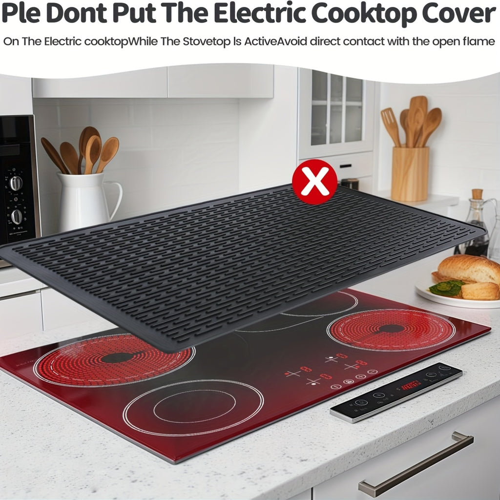Stove Top Covers for Electric Stove -28" X 20" Silicone Stove Cover Mat, Heat Resistant Ceramic & Glass Cooktop Protector, Foldable Dish Drying Mats for Kitchen, Flat RV Stovetop Protector, Stove Top Protector, Kitchen Appliance Cover, Sleek Kitchen Acces