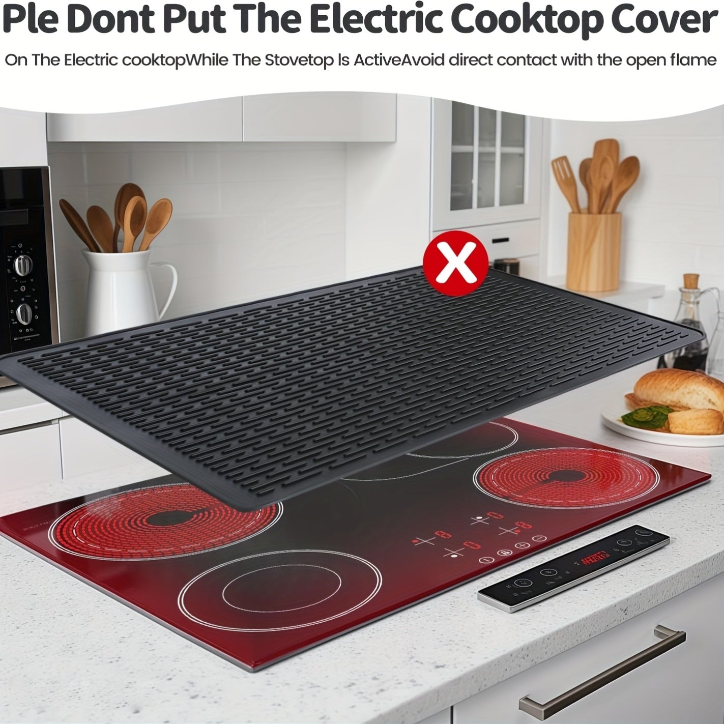 Stove Top Covers for Electric Stove -28" X 20" Silicone Stove Cover Mat, Heat Resistant Ceramic & Glass Cooktop Protector, Foldable Dish Drying Mats for Kitchen, Flat RV Stovetop Protector, Stove Top Protector, Kitchen Appliance Cover, Sleek Kitchen Acces