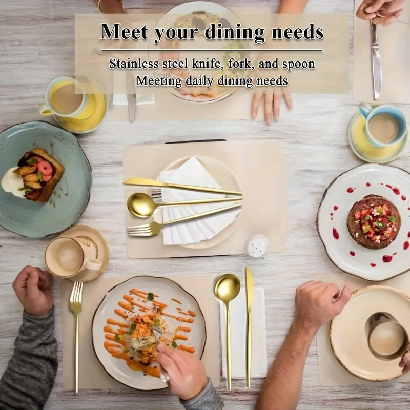 30/60pcs Stainless Steel Cutlery Set, Including Steak Knife, Fork, Spoon And Teaspoon, Dinner Fork, Dinner Spoon, Fruit Fork, Dessert Spoon, Coffee Spoon, Mirror Polished, Suitable for Family Restaurants, Hotels, Parties, Weddings