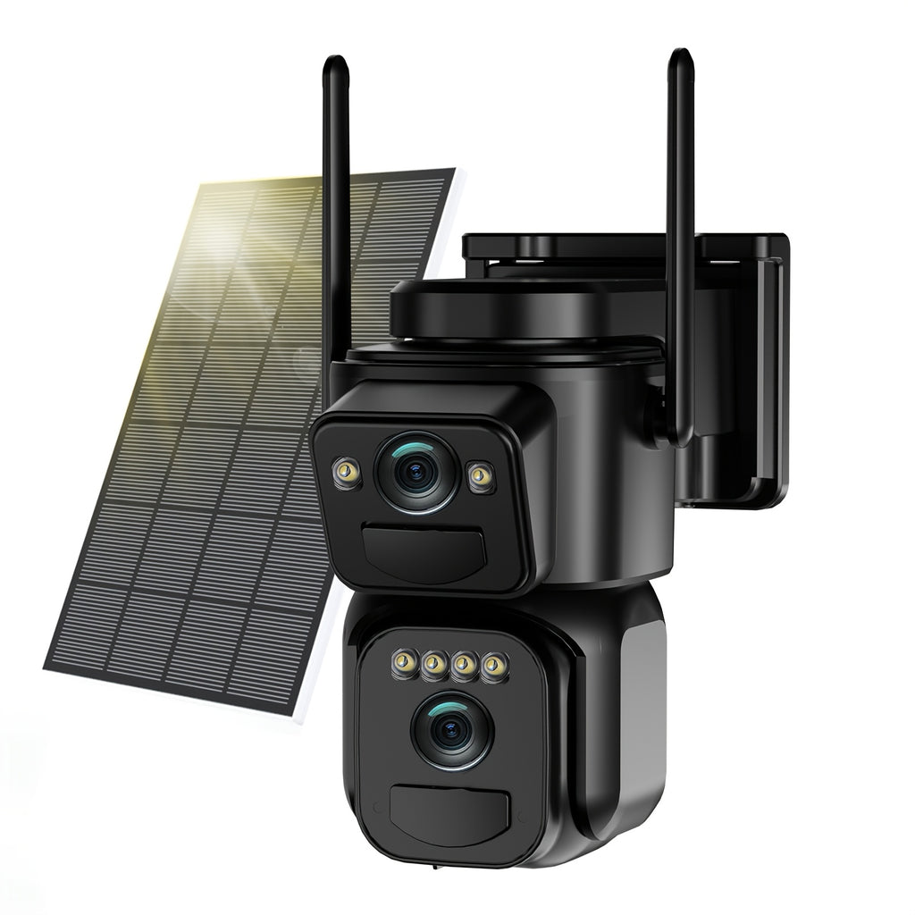 BEENOCAM [10x Zoom] 360° Low-Power CCTV Solar Panel Battery 2K QHD WiFi Camera with Spotlight Alarm, Motion Detection, Color Night Vision & Two-Way Audio – One Device = Two Cameras (Solar Bullet + PTZ)