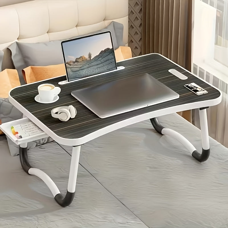 Foldable Laptop Bed Desk Tray with Cup Holder & Drawer, Large Portable Lap Desk Table Stand for Bed Sofa Couch Floor, for Laptop Study Reading Writing Eating – Adjustable Bed Tray for Adults Kids