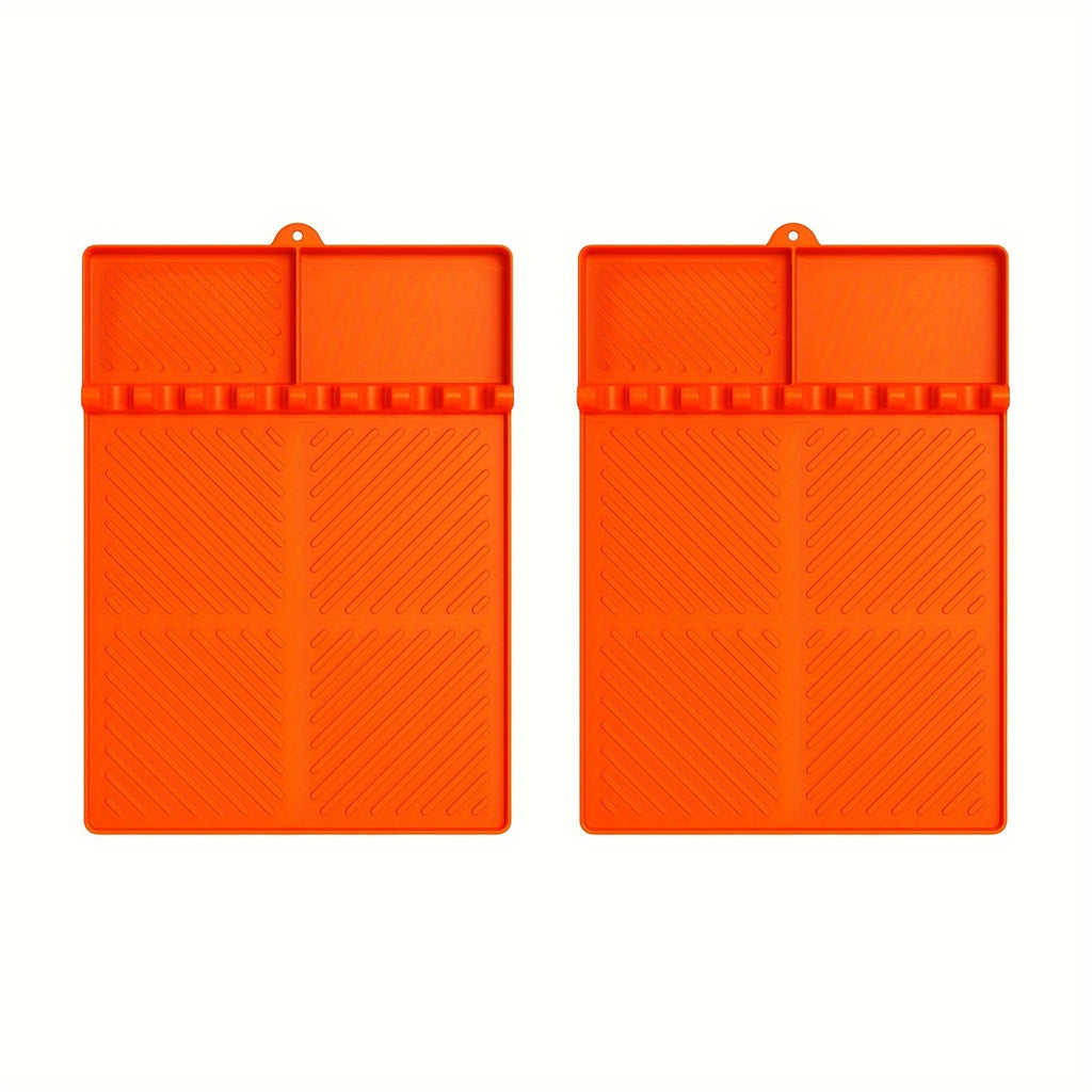 Blackstone Grill Mat - Large Silicone Spatula Pad with Drip Tray/Heat-Resistant & Non-Slip Surface/Utensil Holder for Outdoor BBQ, Kitchen Counter, and Griddle Accessories/Orange/Grilling Essentials|Modern Kitchen Accessory|Durable Silicone Mat, Grill Acc