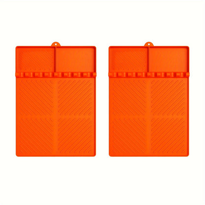 Silicone Grill Mat & Spatula Pad – Heat-Resistant Non-Slip Utensil Holder with Drip Tray for Blackstone Griddle, Outdoor BBQ & Kitchen Counter, 16x11.5", Dishwasher Safe, Orange, 1-Pack 2-Pack