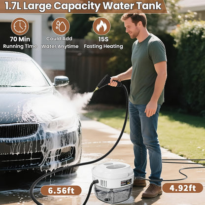 2500W Handheld Steam Cleaner with 57.48oz Tank & Handle-Controlled Steam – High Temperature Pressurized Portable Steamer for Home, Car, Bed Bugs, Furniture & Grout | ShopVora CA