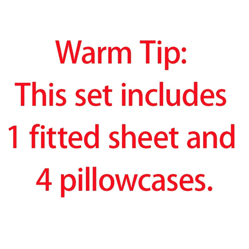 3/5pcs Bamboo Cooling Bed Sheet Set with 2/4 Pillowcases (Warm Tip: Flat Sheet Is Not Included) - Sabanas Para Cama - Breathable And Comforter for Summer And Hot Sleepers - Ultra Soft Children Sheet - Deep Pocket Up to 16"-18" - Sheets