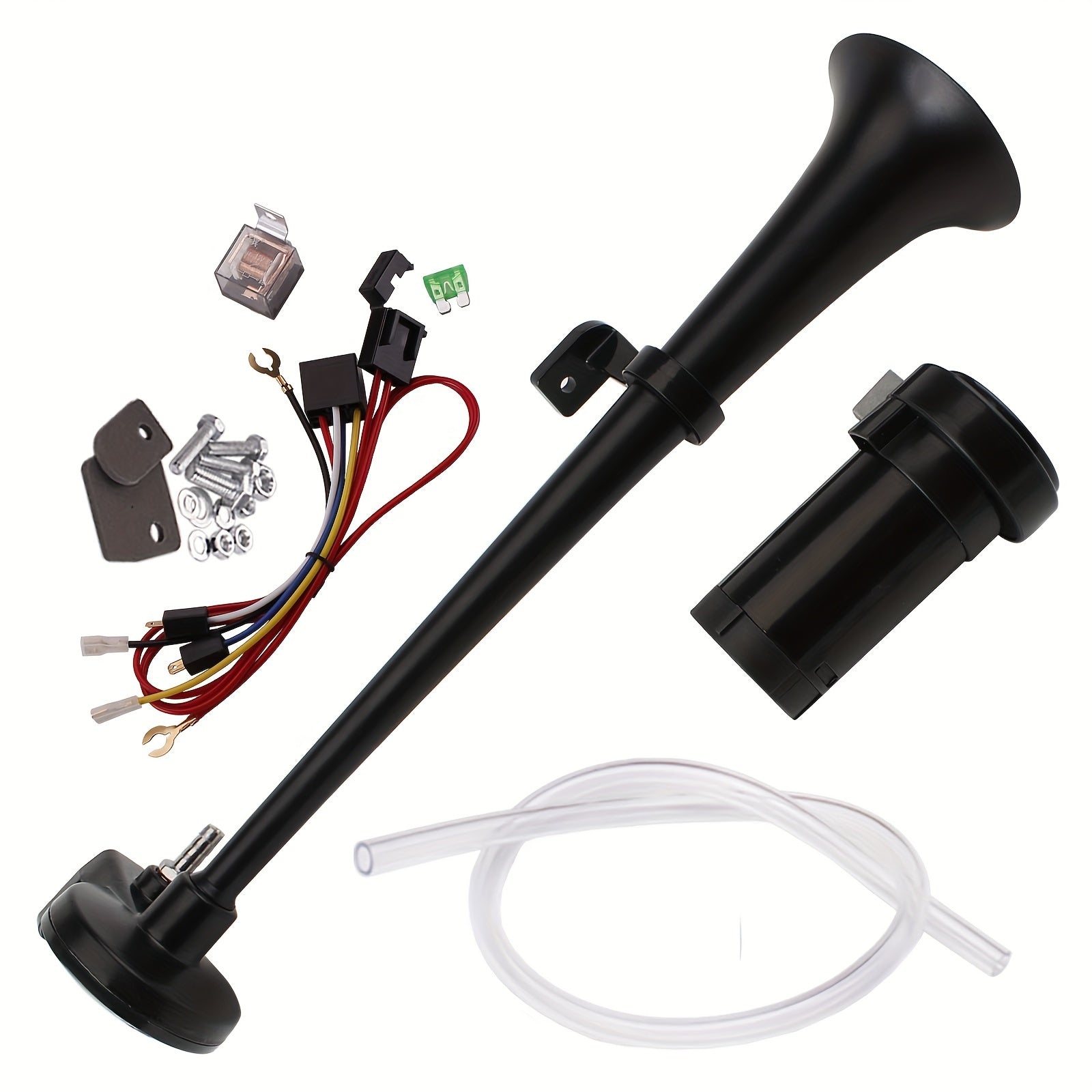 ALLREY 12V Air Horn Kit Super Loud 18" Single Trumpet Truck & Train Horn with Compressor, Chrome Zinc Alloy, Easy Install for Cars, Trucks, SUVs & Boats Canada