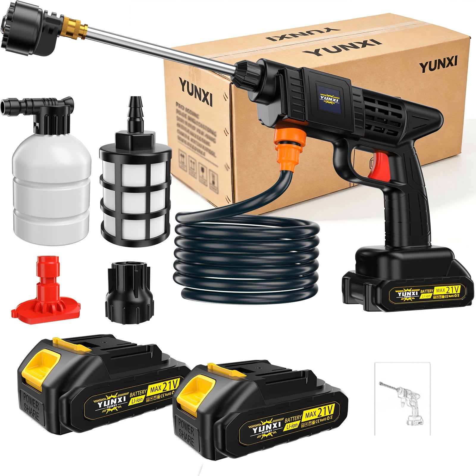 Cordless Lithium-Ion Pressure Washer Gun Portable High-Pressure Cleaning Machine with Ergonomic Grip, Rechargeable Battery – Ideal for Car Wash, Patio, Garden & Courtyard Outdoor Cleaning, Lightweight Handheld Design