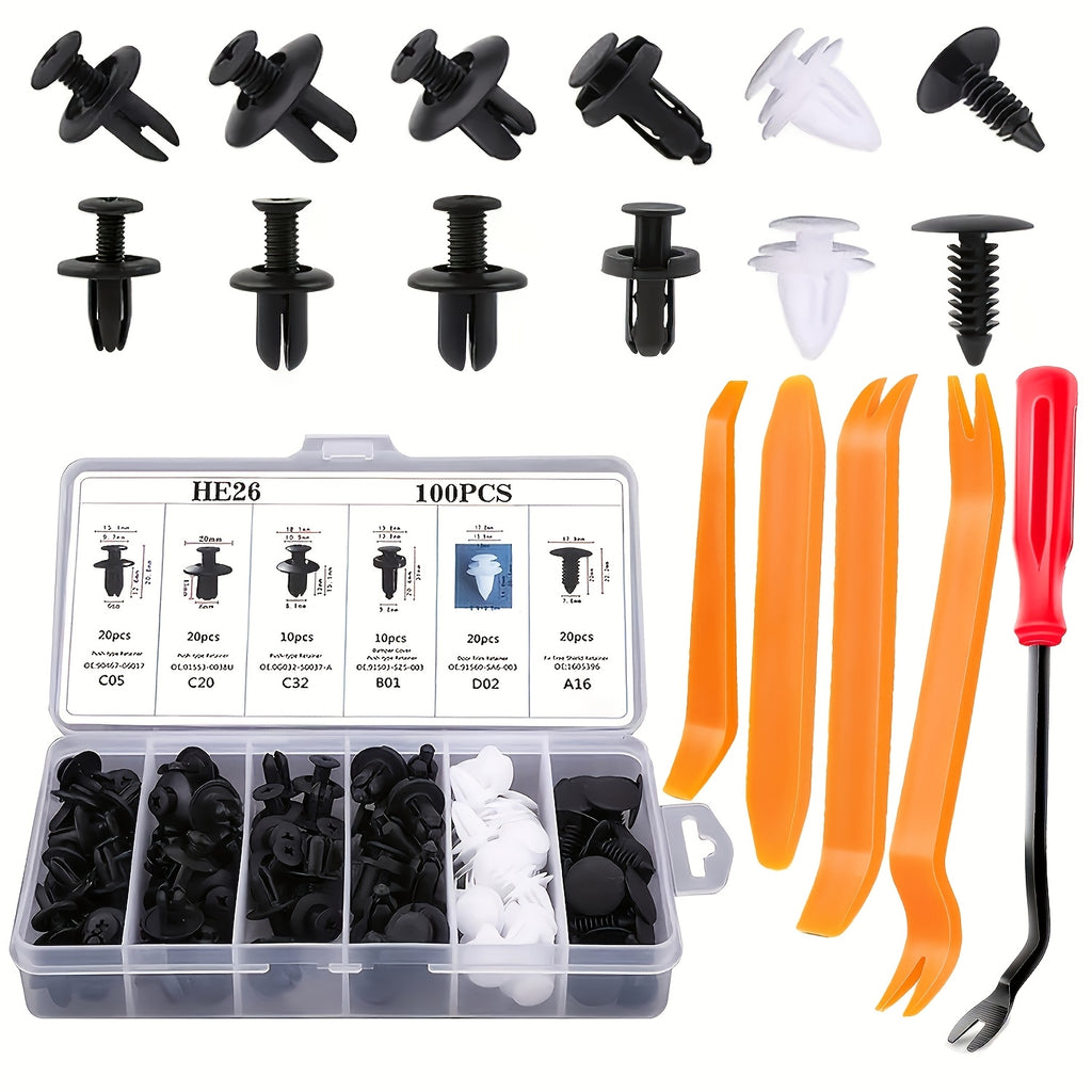 105pcs & 925pcs Automotive Trim Clip Kit with Removal ToolUniversal Car Body Rivets, Fasteners, And Retainers for Bumpers, Doors, Fenders