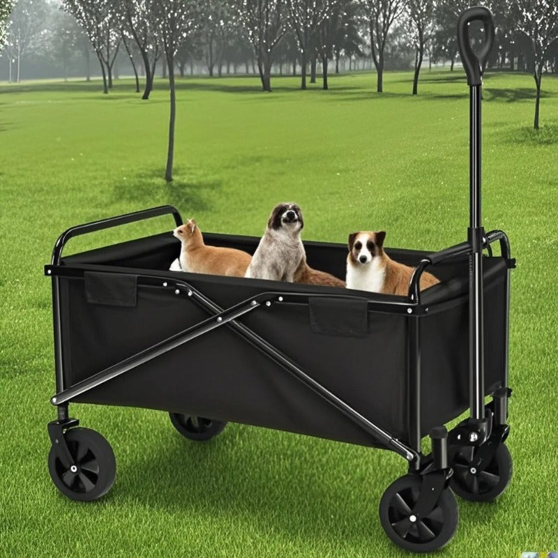 680/330/250LBS All Terrain Heavy Duty Folding Cart, Large Capacity Camper Suitable for Yard Shopping/ Sports/ Outdoor/ Gardening Equipment Handling, Black Multifunctional Utility Cart