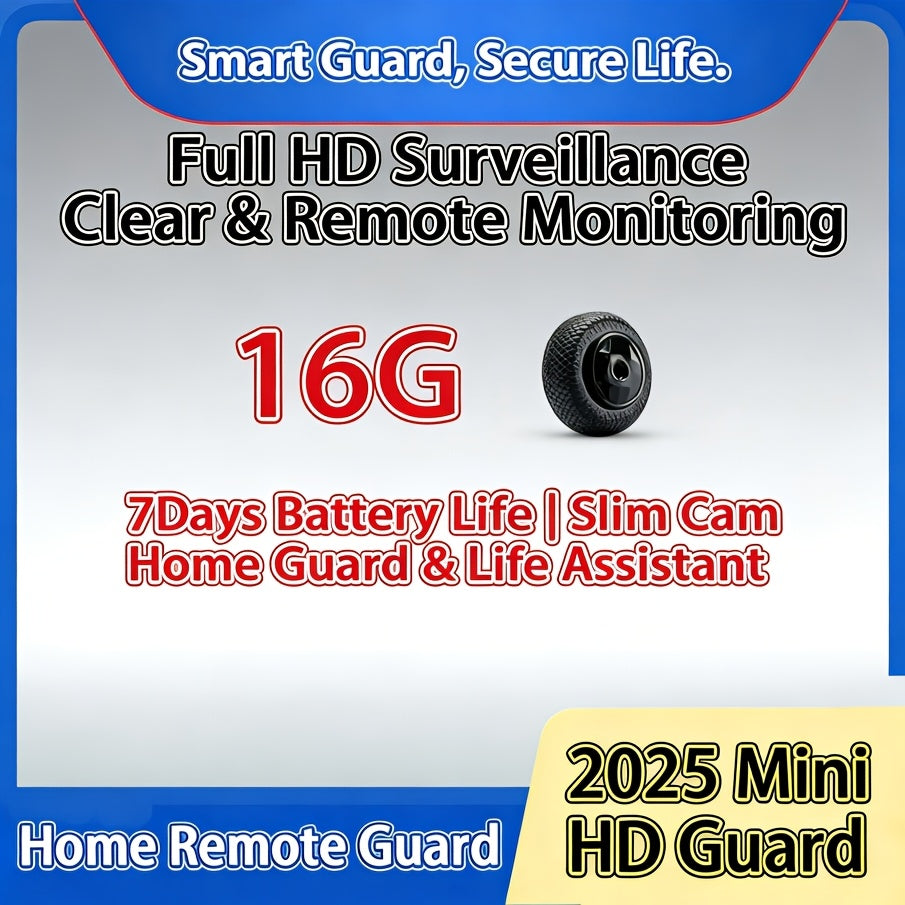 Mini Hidden WiFi Camera Ultra-Thin 0.7" – Full HD Night Vision, Motion Detection, Auto Alarm, 7-Day Standby, App Remote View, Indoor Outdoor for Baby Monitor Pet Elderly Home Office (16G/32G)