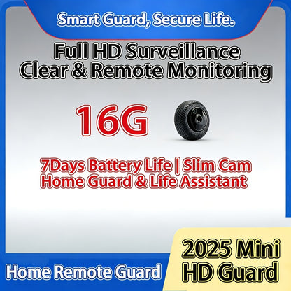 Mini Hidden WiFi Camera Ultra-Thin 0.7" – Full HD Night Vision, Motion Detection, Auto Alarm, 7-Day Standby, App Remote View, Indoor Outdoor for Baby Monitor Pet Elderly Home Office (16G/32G)