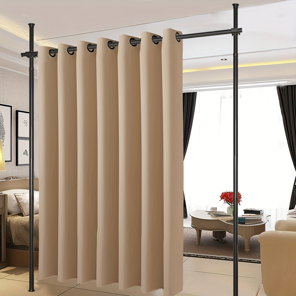 Tension Curtain Rod Floor to Ceiling No Drill – Adjustable Heavy Duty Freestanding Room Divider, 28-139" Wide 48-120" High, 55lb Capacity, Black & White | Canada