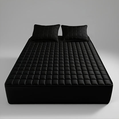 Cooling Mattress Protector Deep Pocket 9-15" Quilted Bed Cover All Season Breathable Fitted Sheet Style Black Grey Blue Light Blue Twin Full Queen King