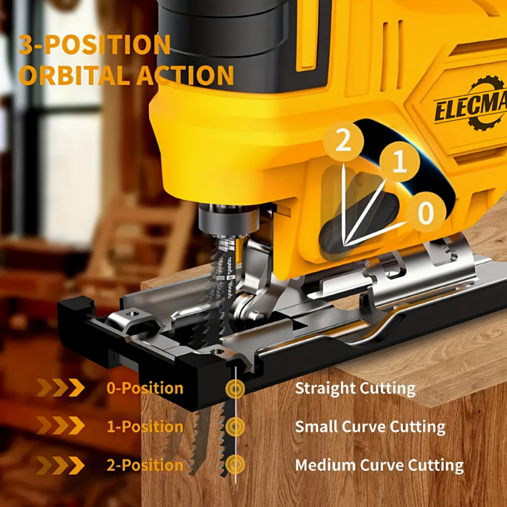 Brushless Jigsaw Tool, Cordless Jigsaw, for 20V Batteries, with LED Light, 0°-45° Bevel Cutting, 3 Track Settings for Straight/curved/bevel/circular Cutting, Suitable for Home Decoration, Best New Year's Gift, Christmas Gift.