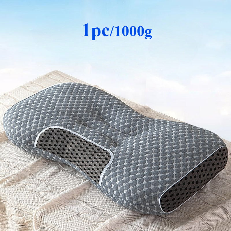 Knitted Ergonomic Pillow 1100G Filling – 9-Hour Neck Support, Hypoallergenic Removable Washable Cover, Breathable Moisture-Wicking | Bedroom Decorative Cushion for All Seasons | 1pc & 2pc | White & Grey | ShopVora CA