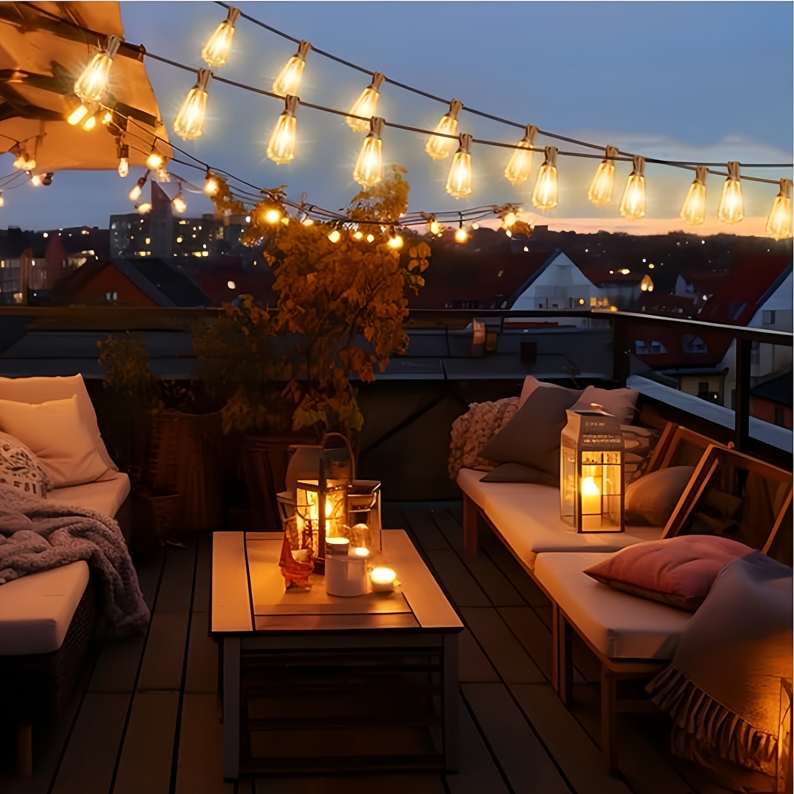 Shatterproof Outdoor String Lights 50ft 100ft 150ft Warm White Dimmable Patio Lights with ST38 LED Edison Bulbs, Connectable Hanging Lights for Backyard, Balcony, Porch & Party – Indoor Outdoor Garden Decor
