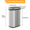 13 Gallon Stainless Steel Kitchen Trash Can, Automatic Garbage Can Touchless Motion Sensor, Trash Can with Lid Anti-Fingerprint Mute Designed, Waste Bin 50L for Home, Storage Boxes for Organizing, for Home Organization, Household Essentials