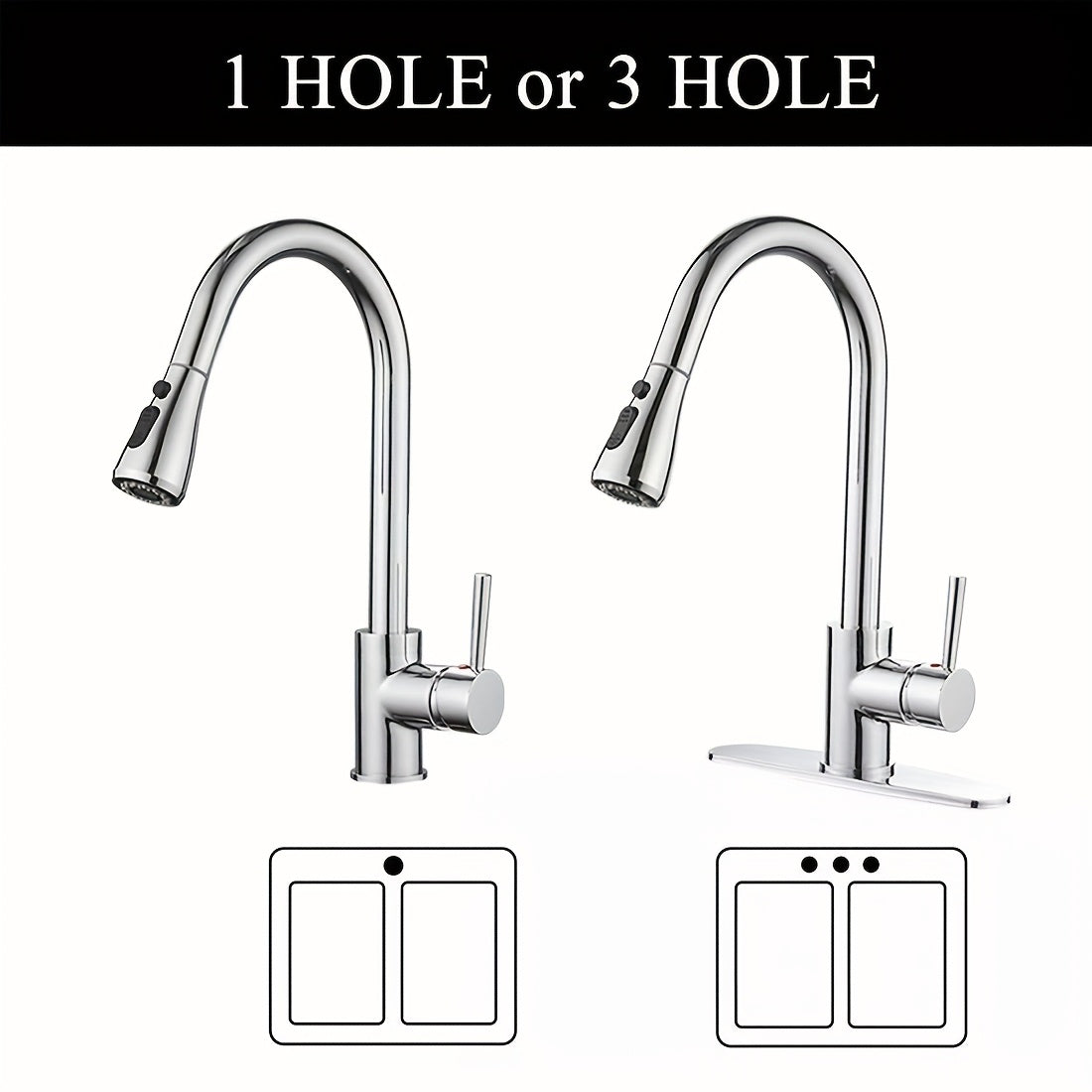 One Kitchen Faucet Featuring a Pull-Down Spray, Single Handle, And High Arc Design Made of Commercial-Grade Stainless Steel with a Brushed Nickel Finish. It Includes a Deck Plate And Is Ideal for Use in Bars, Laundry Rooms, Rvs