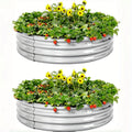 2pcs Oval Raised Garden Bed, Galvanized Raised Garden Bed Kit Outdoor Metal Gardening Planter Box for Vegetable, Fruits, Flower, Herbs