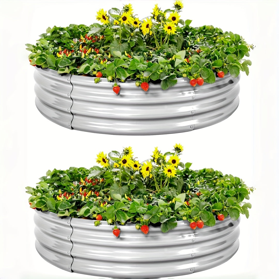 Galvanized Oval Raised Garden Bed 2-Pack – Metal Outdoor Planter Box Kit for Vegetables, Fruits, Flowers & Herbs, Multiple Sizes Available