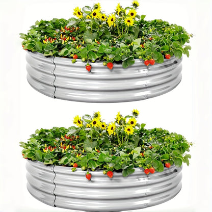 Galvanized Oval Raised Garden Bed 2-Pack – Metal Outdoor Planter Box Kit for Vegetables, Fruits, Flowers & Herbs, Multiple Sizes Available