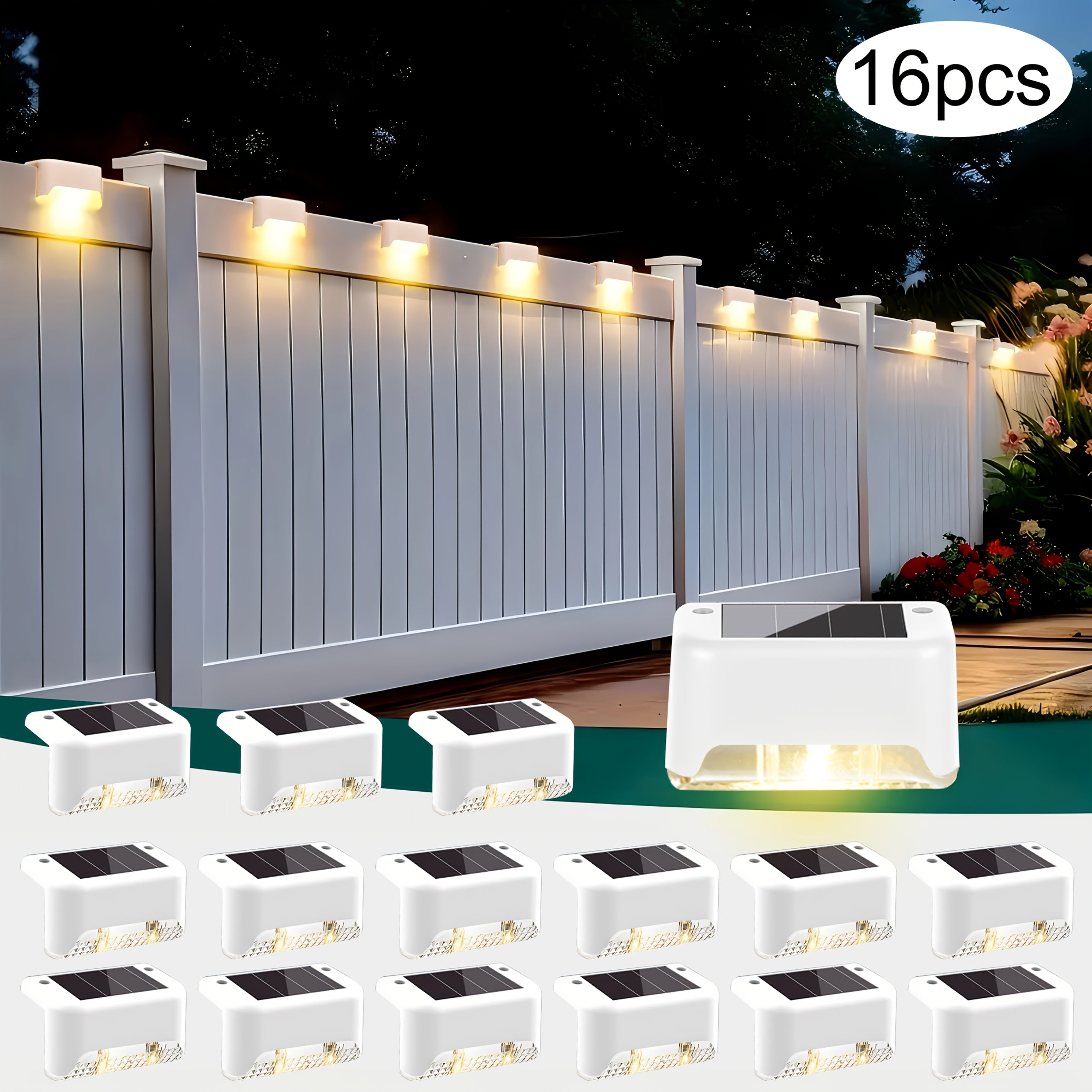 Solar Step Lights Outdoor – IP44 Waterproof LED Deck & Stair Lights, 8/16/32-Pack Warm White Solar Fence Lights for Yard, Patio & Pathway | Garden Decor for Halloween & Christmas